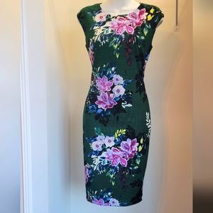 Vince Camuto Floral Green Dress Sz: 2